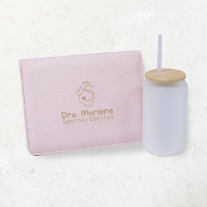 Taza de vidrio + Porta recetas